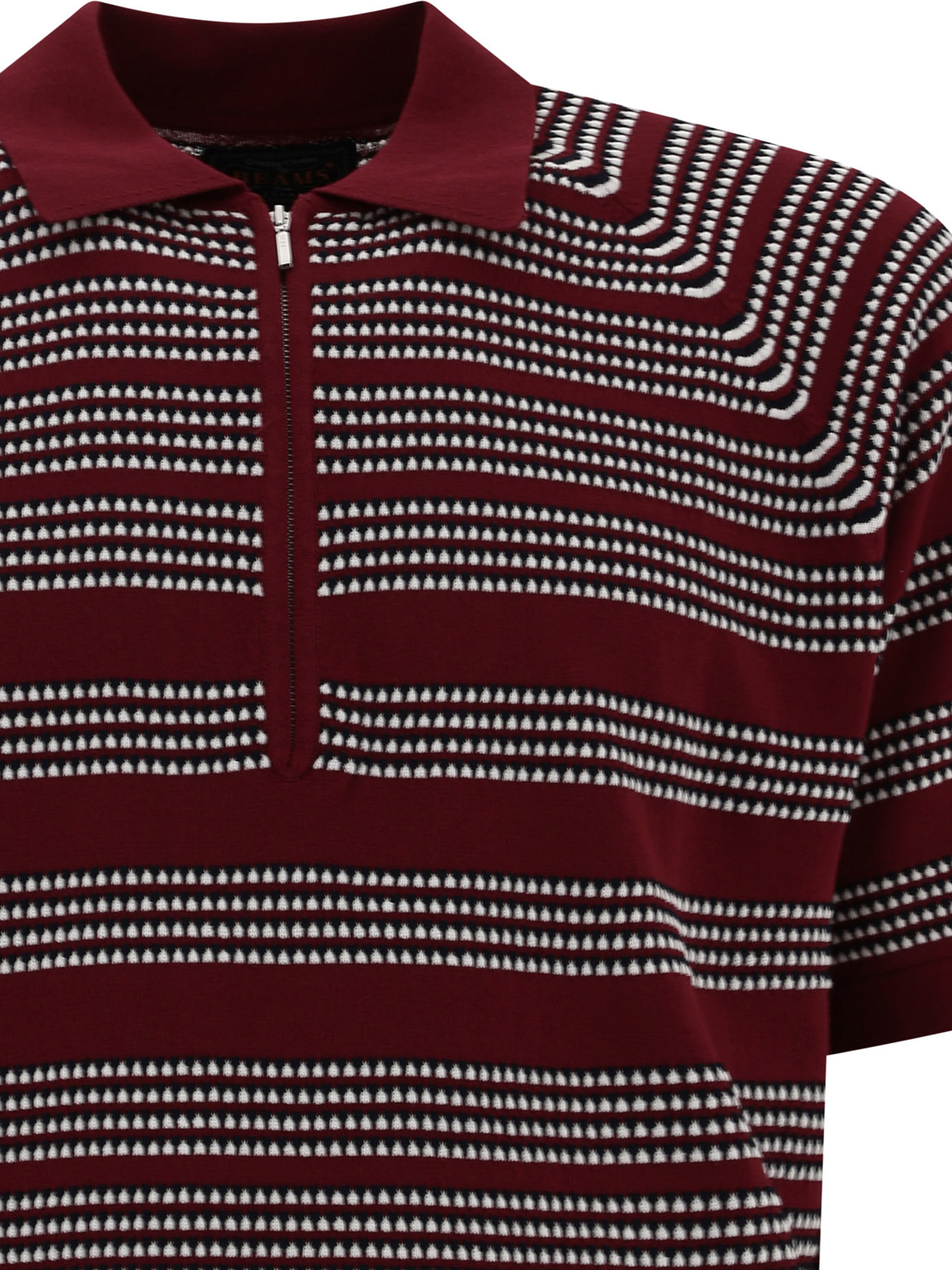 BEAMS PLUS Bordeaux Half-zip jacquard polo shirt